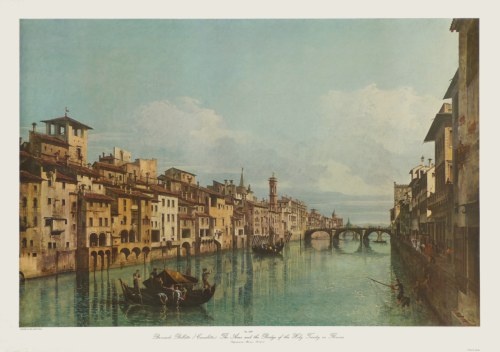 Canaletto Bernardo; Der Fluß Arno in Florenz, Ponte Santa Trinita