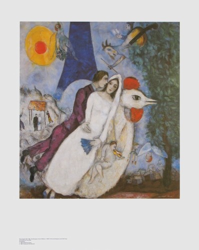 Chagall Marc; Brautpaar mit Eiffelturm